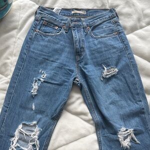 Levi's Blue Distressed Boyfriend Jeans